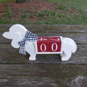Wooden Dachshund Dog Block Calendar